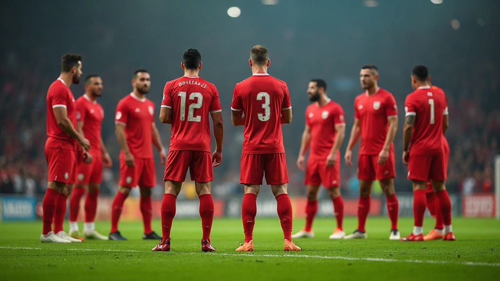 لاعبو الدفاع يقفون في تشكيل دفاعي منظم أثناء مباراة كرة قدم احترافية