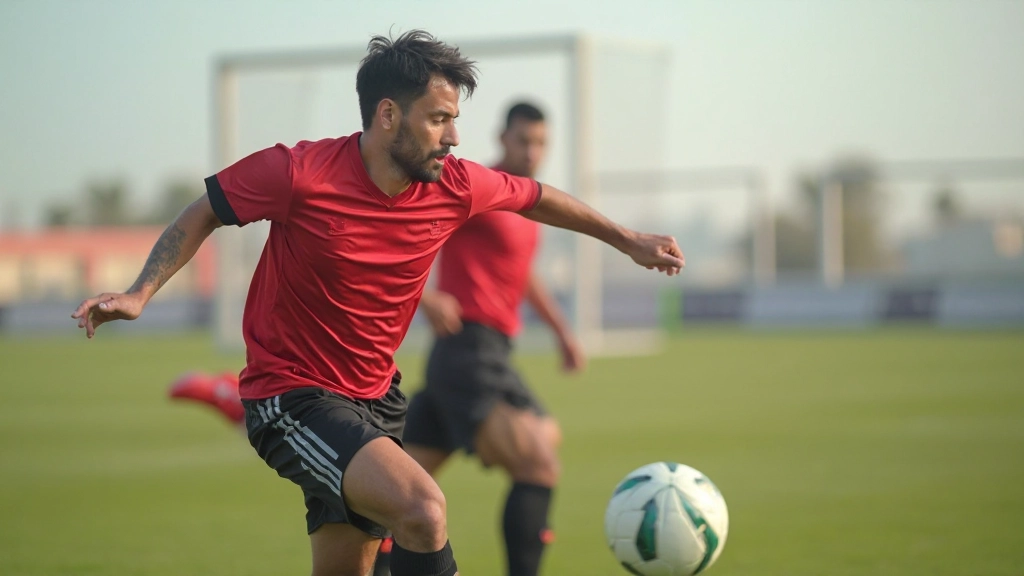 لاعب يمارس تقنية الرمية الجانبية في التدريب