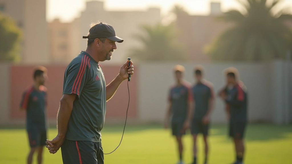 مجموعة من لاعبي الدفاع يتدربون على تقنيات قطع الكرات تحت إشراف مدرب