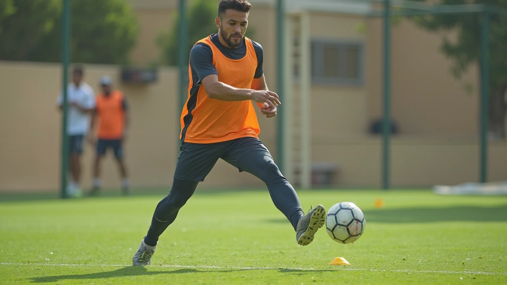 لاعب يمارس تقنية الرمية الجانبية في التدريب